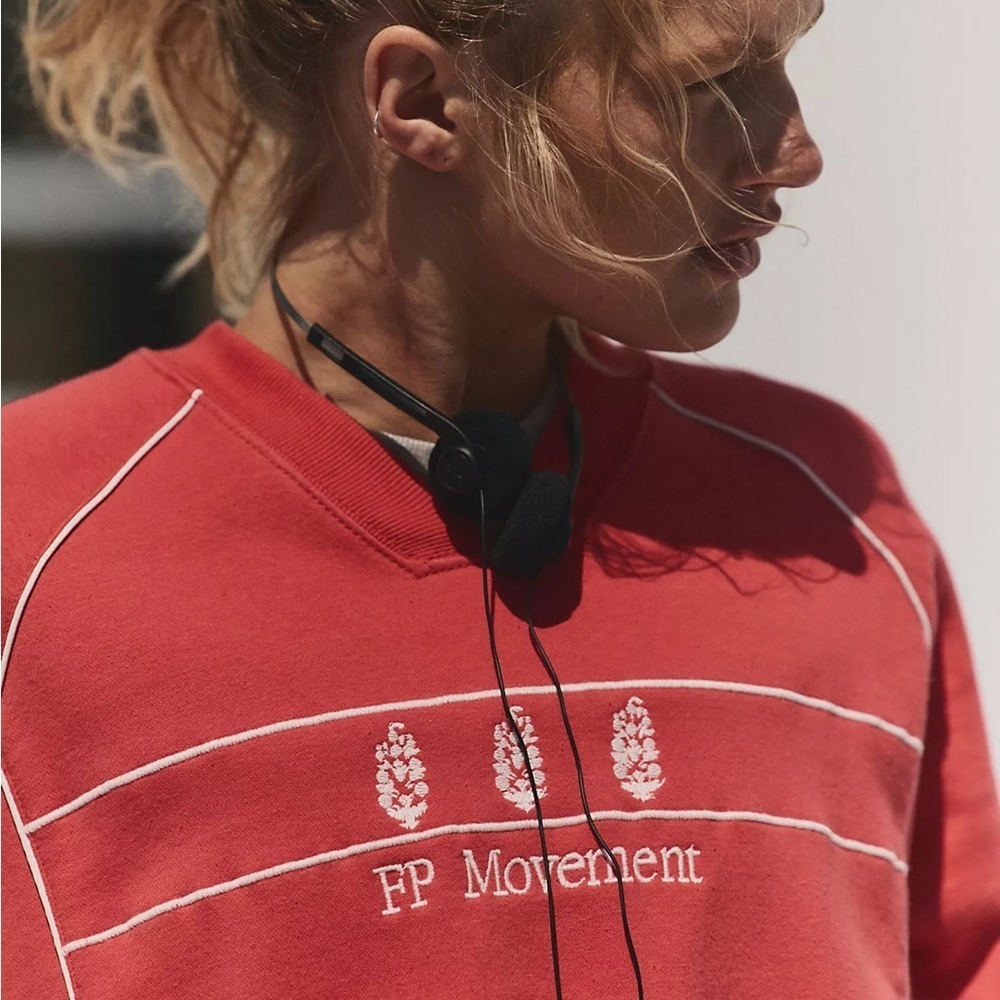 FREE PEOPLE FP Movement Seeing Double Red Sweatshirt and Shorts Set Medium NWT - Picture 12 of 16